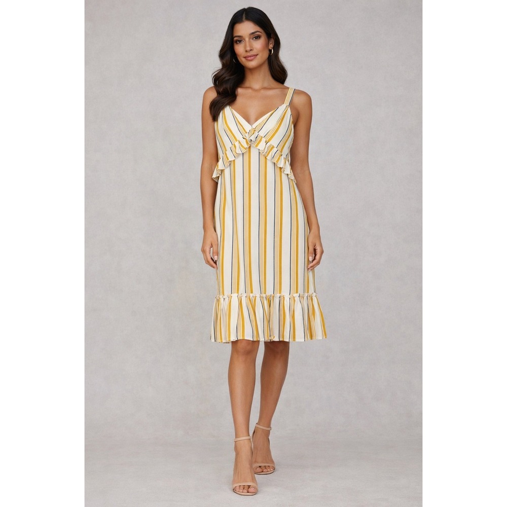 Altar'd State Cream Dress with Yellow and Navy Stripes